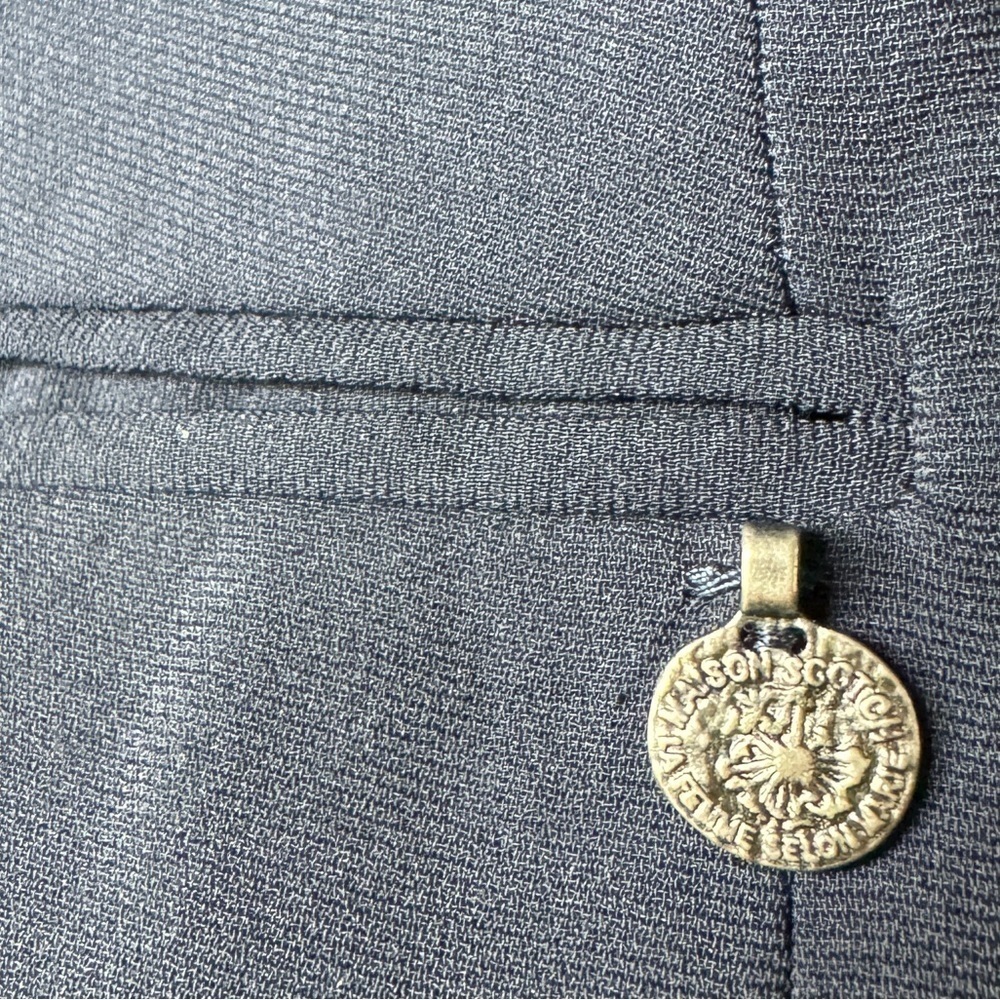 Maison Scotch Navy Blue Black Sequin Single Button Closure Tuxedo Blazer Size 1 - Picture 10 of 16